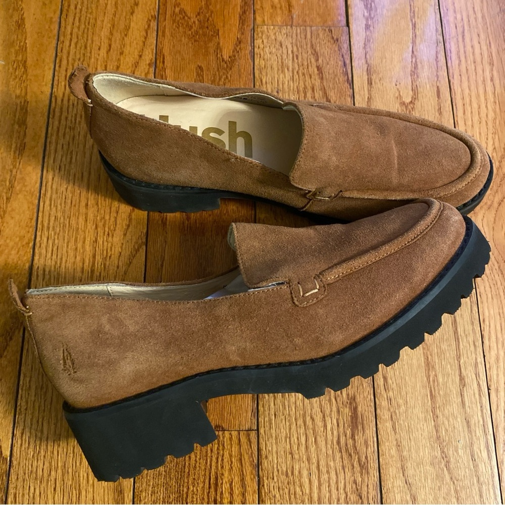 Hush Puppies Brown Suede Platform Loafers